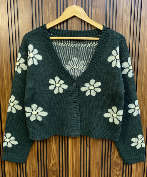 Green Printed Cardigan
