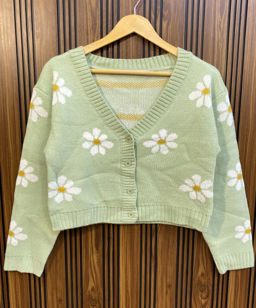 Flower  Printed Winter Cardigan