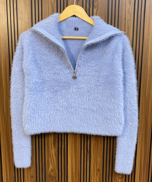 Sky Blue Fur Winter Pullover