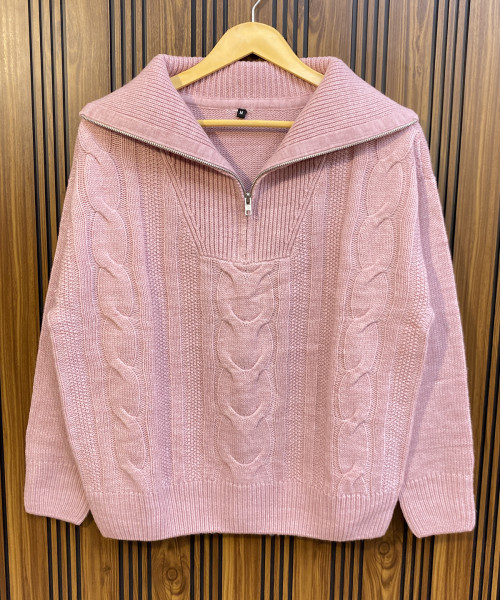 Pink  Winter Knitted Pullover