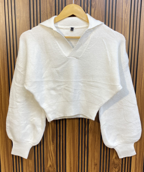 White Winter Knit Pullover