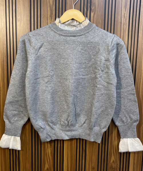 Grey  Round Neck Winter Knit Pullover