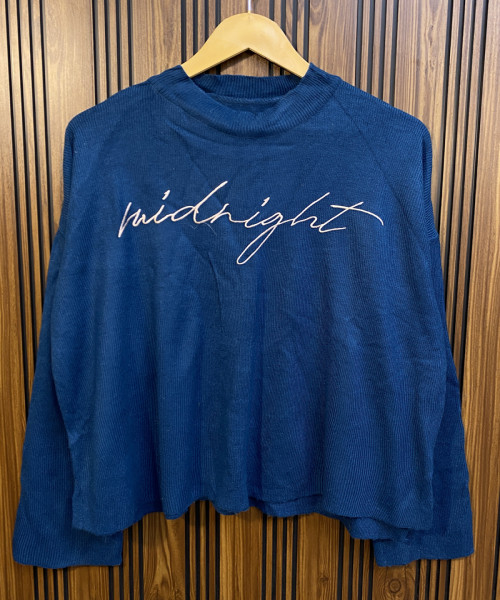 Navy Blue Round Neck Pre Winter Top