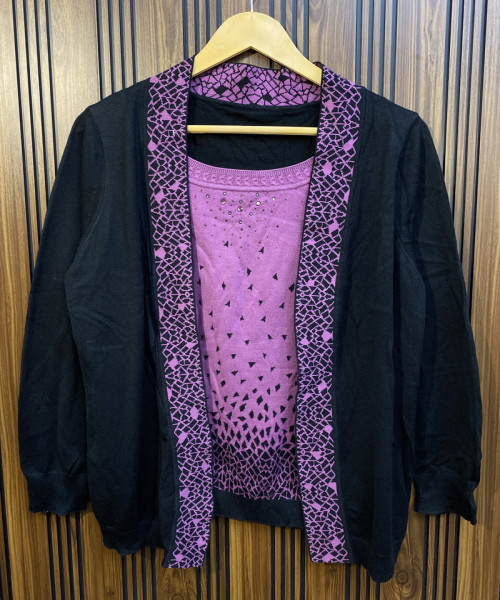 Purple With Black Winter Top