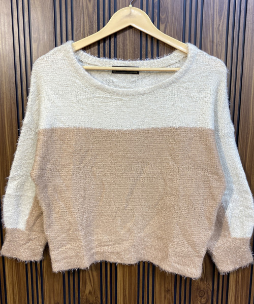 Off  White Round Neck Winter Pullover