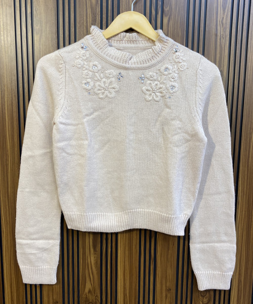Off White Winter Pullover For Girls
