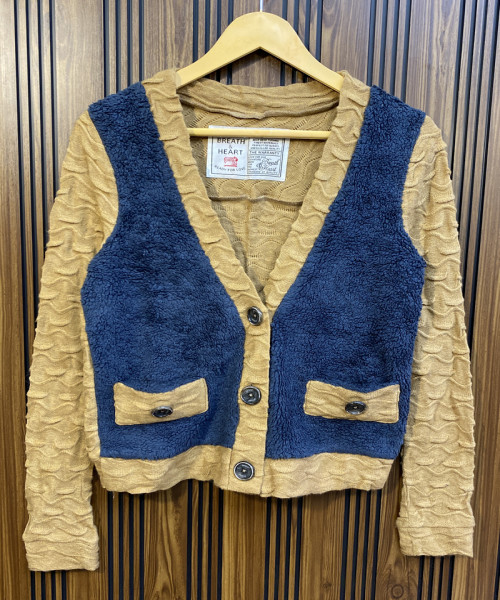 Black With Brown Knitted Cardigan