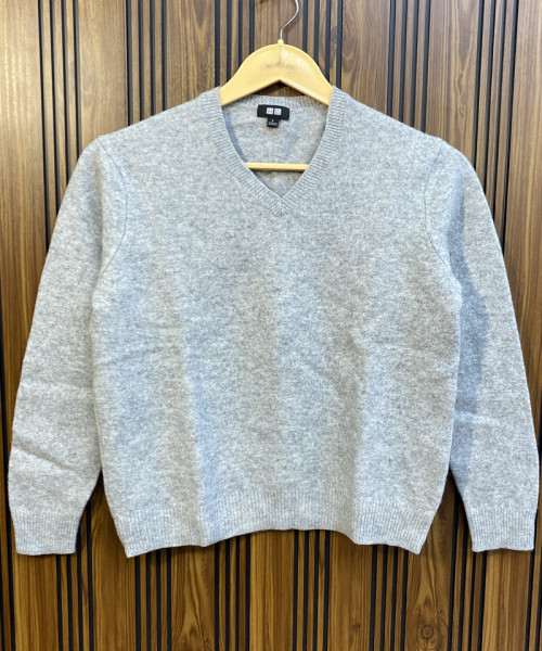 Grey V Neck Winter Pullover