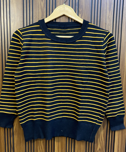 Yellow With Black Winter Knit Pullover