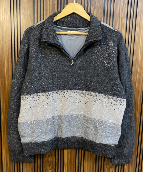 Black  With  White Winter Pullover
