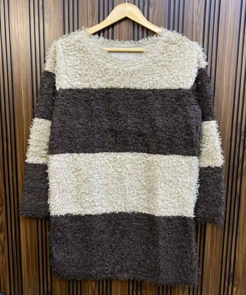 Brown With Off White Fur Pullover
