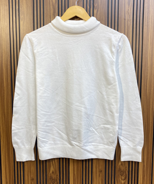 White High Neck Winter Knit Pullover