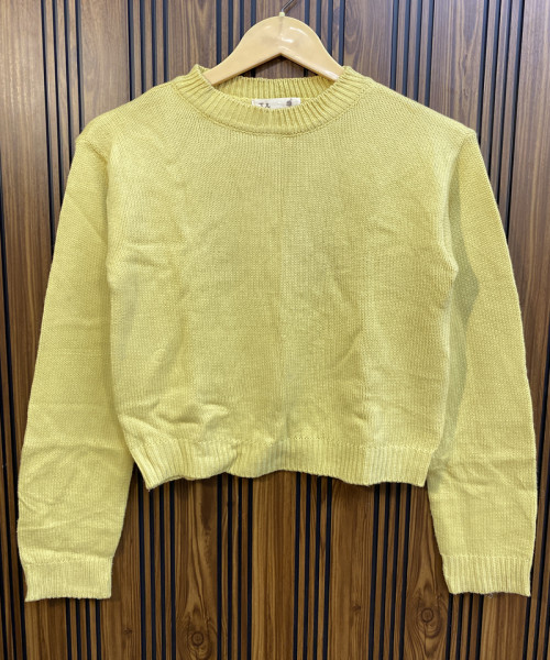 Mustard Round Neck Winter Pullover