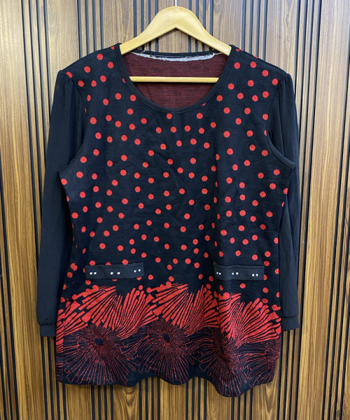 Black With Red Dot Winter Pullover