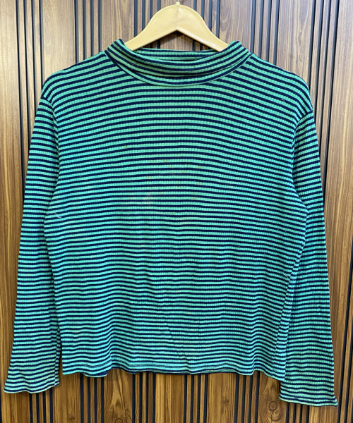 Green With Black High Neck Winter Pullover