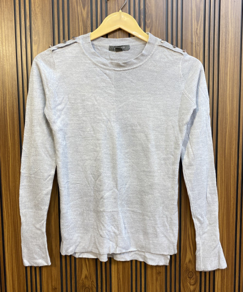 Grey Round Neck Pre Winter Top